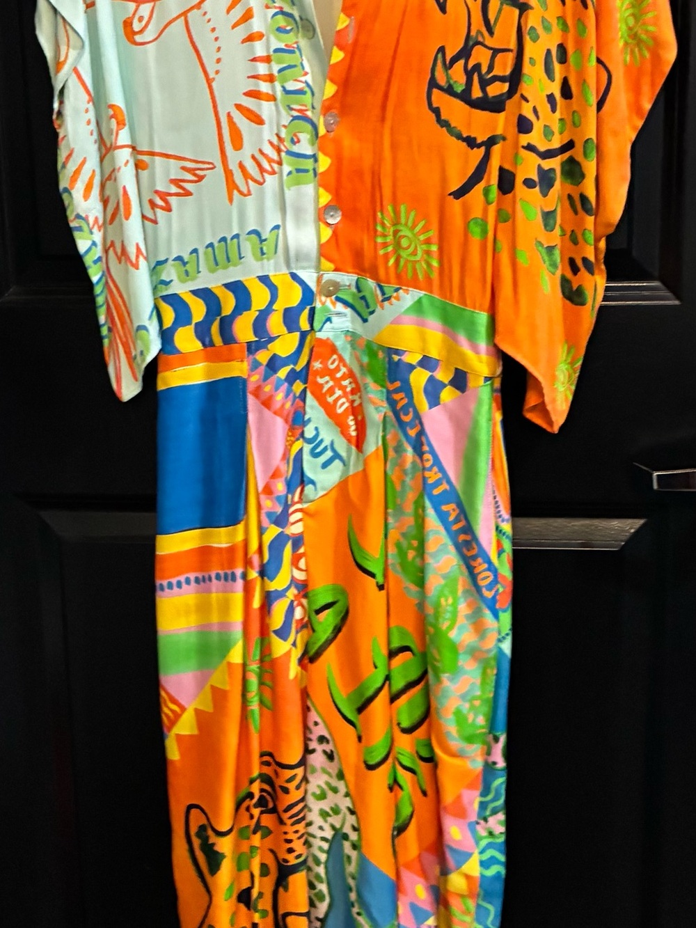 Like New Farm Rio Tiger Print Jumpsuit in Orange & Multicolor wi/pockets. Sz XS - Picture 3 of 4